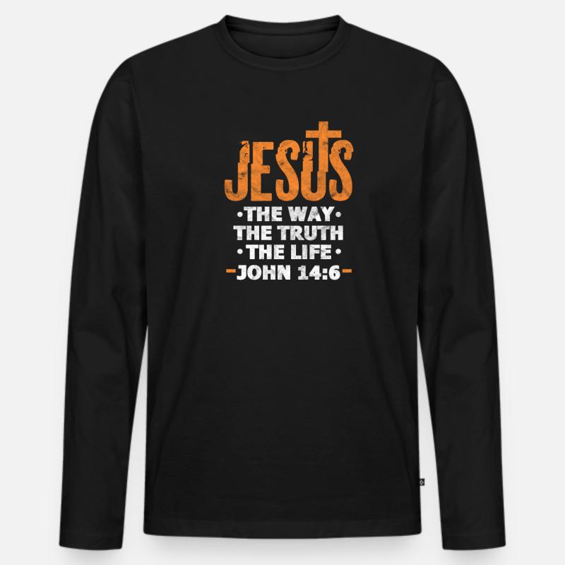 Jesus - Männer Premium Bio Langarmshirt - Schwarz