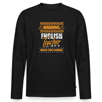 Englisch Lehrer - Männer Premium Bio Langarmshirt - Schwarz - Vorne - Nico (187cm)