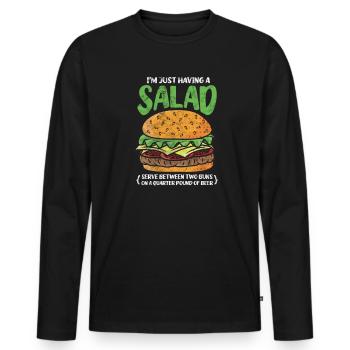 Burger - Männer Premium Bio Langarmshirt - Schwarz - Vorne - Nico (187cm)