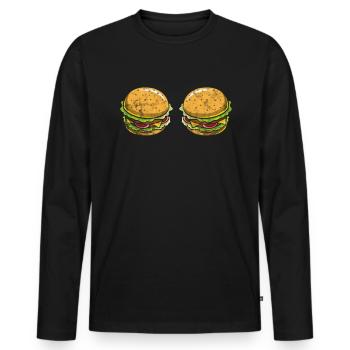 Burger - Männer Premium Bio Langarmshirt - Schwarz - Vorne - Nico (187cm)