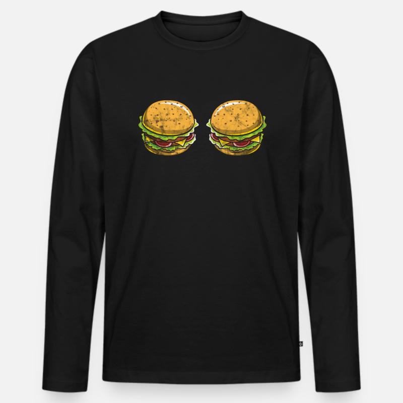 Burger - Männer Premium Bio Langarmshirt - Schwarz