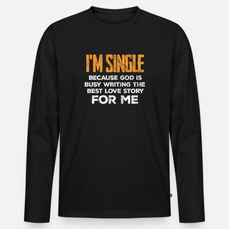 Single - Männer Premium Bio Langarmshirt - Schwarz