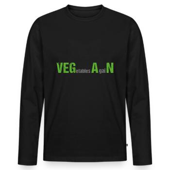 VEGetables AgaiN - Vegan - Männer Premium Bio Langarmshirt - Schwarz - Vorne - Nico (187cm)