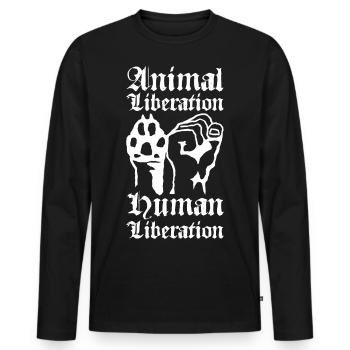 Libération animale libération humaine - T-shirt manches longues Premium bio Homme - noir - Devant - Nico (187cm)