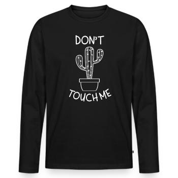 dont touch me - Männer Premium Bio Langarmshirt - Schwarz - Vorne - Nico (187cm)