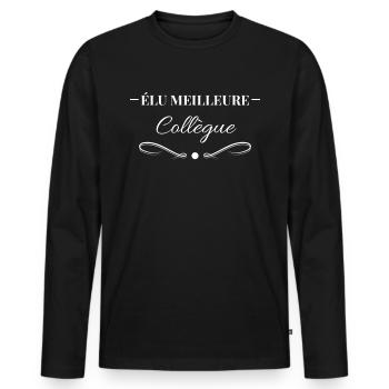 Élu Meilleure collègue - T-shirt manches longues Premium bio Homme - noir - Devant - Nico (187cm)