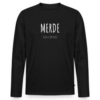 Merde elle a dit oui - T-shirt manches longues Premium bio Homme - noir - Devant - Nico (187cm)