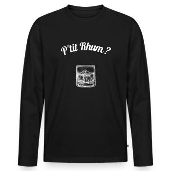 P'tit Rhum ? - T-shirt manches longues Premium bio Homme - noir - Devant - Nico (187cm)