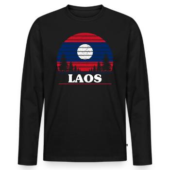Laos - T-shirt manches longues Premium bio Homme - noir - Devant - Nico (187cm)