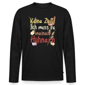 Vintage Farmhouse Pas de temps pour aller aux poulets - T-shirt manches longues Premium bio Homme - noir - Devant - Nico (187cm)