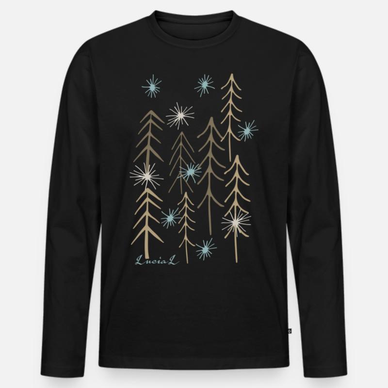 Minimaler Zauberwald - Männer Premium Bio Langarmshirt - Schwarz