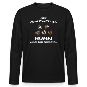 Drôles de poulets Jusqu’au deuxième poulet, j’étais normal - T-shirt manches longues Premium bio Homme - noir - Devant - Nico (187cm)