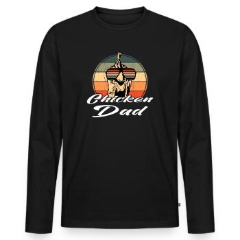 Rétro Lunettes de soleil Poulet Poulet Papa lettrage - T-shirt manches longues Premium bio Homme - noir - Devant - Nico (187cm)