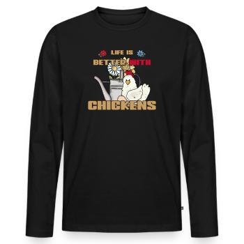 Arrosoir de poulet vintage La vie est meilleure avec les poulets - T-shirt manches longues Premium bio Homme - noir - Devant - Nico (187cm)