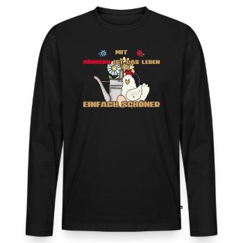 Arrosoir de poulet vintage avec des poulets La vie plus belle - T-shirt manches longues Premium bio Homme - noir - Devant - Nico (187cm)