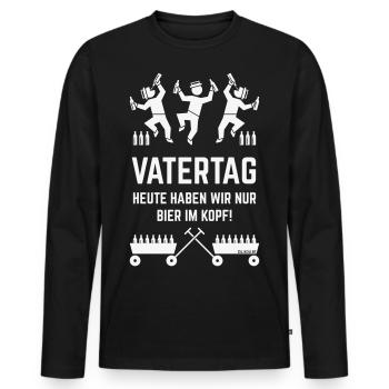 Vatertag – Bier Im Kopf (2 Bollerwagen / White) - Männer Premium Bio Langarmshirt - Schwarz - Vorne - Nico (187cm)