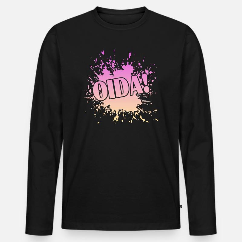 Oida - Männer Premium Bio Langarmshirt - Schwarz