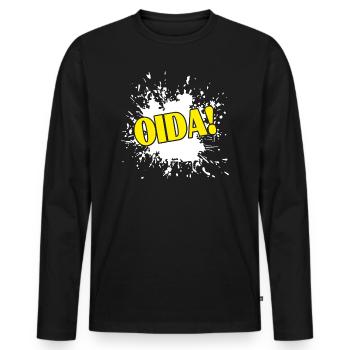 OIDA - Männer Premium Bio Langarmshirt - Schwarz - Vorne - Nico (187cm)