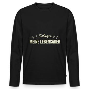 Solingen Meine Lebensader Heimatverbunden Solinger - Männer Premium Bio Langarmshirt - Schwarz - Vorne - Nico (187cm)
