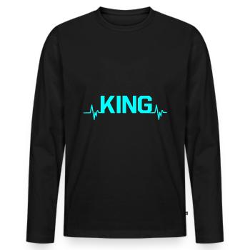King Heartbeat King Queen couple look - T-shirt manches longues Premium bio Homme - noir - Devant - Nico (187cm)