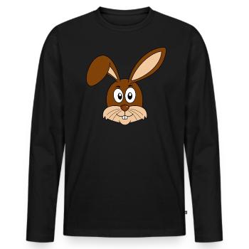 Hase Osterhase Häschen Hasenzähne Ostern Häschen - Männer Premium Bio Langarmshirt - Schwarz - Vorne - Nico (187cm)