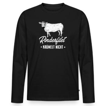 Rinderfilet krümelt nicht - BBQ - Grillen - Männer Premium Bio Langarmshirt - Schwarz - Vorne - Nico (187cm)