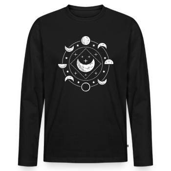 Luna Tee Astrologie Und Vollmond Kreis Astrologie - Männer Premium Bio Langarmshirt - Schwarz - Vorne - Nico (187cm)