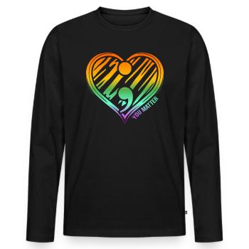 Votre santé mentale Santé mentale - T-shirt manches longues Premium bio Homme - noir - Devant - Nico (187cm)