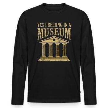 Oui, Je suis entendu Dans Un Musée Musée Drôle Pun - T-shirt manches longues Premium bio Homme - noir - Devant - Nico (187cm)