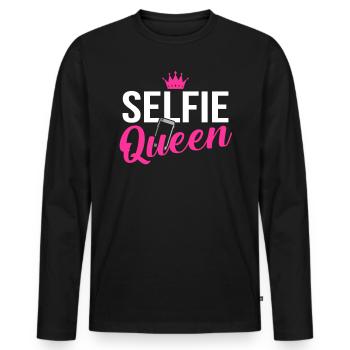 This Is My Selfie Queen Funny Selfie Day - Men's Premium Organic Long Sleeve Shirt - black - Front - Nico (187cm)