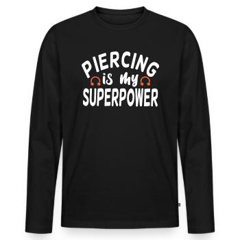 Piercing Is My Superpower Piercing Fun - Men's Premium Organic Long Sleeve Shirt - black - Front - Nico (187cm)