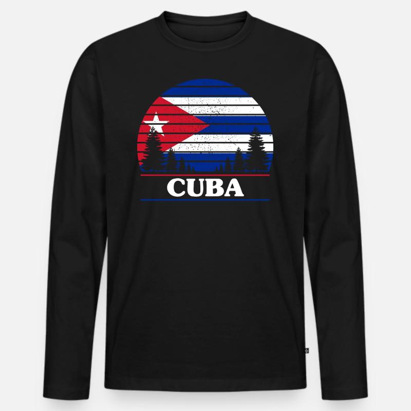 Kuba - Männer Premium Bio Langarmshirt - Schwarz