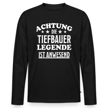 Tiefbauer Lustiger Spruch Beruf Tiefbau Geschenk - Männer Premium Bio Langarmshirt - Schwarz - Vorne - Nico (187cm)