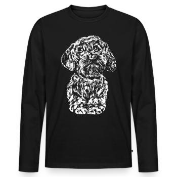 Fidèle chien bâtard avec de grands yeux. - T-shirt manches longues Premium bio Homme - noir - Devant - Nico (187cm)