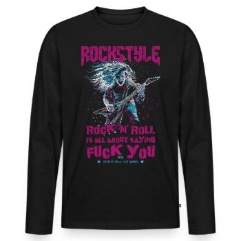 Le rock 'n' roll, c’est dire fuck you - T-shirt manches longues Premium bio Homme - noir - Devant - Nico (187cm)