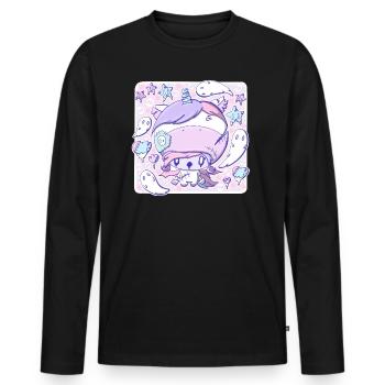 Cute zombie unicorn bubble head cutie - Men's Premium Organic Long Sleeve Shirt - black - Front - Nico (187cm)
