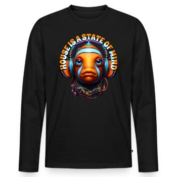 HOUSE IS A STATE OF MIND - Clownfish & Headphones! - Men's Premium Organic Long Sleeve Shirt - black - Front - Nico (187cm)