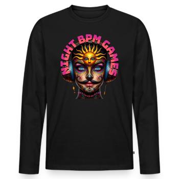 NIGHT BPM GAMES - Cool Human with Headphones! - Men's Premium Organic Long Sleeve Shirt - black - Front - Nico (187cm)