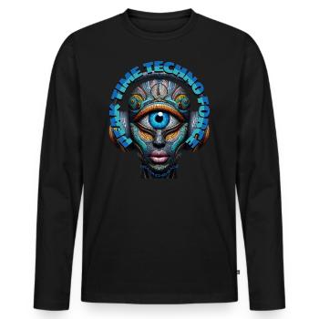 PEAK TIME TECHNO FORCE - Cool Cyclops & Headphones - Men's Premium Organic Long Sleeve Shirt - black - Front - Nico (187cm)