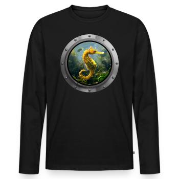 Seahorse Animal - 5 - Men's Premium Organic Long Sleeve Shirt - black - Front - Nico (187cm)