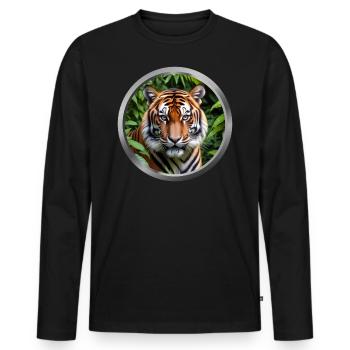 Tiger Animal - 4 - Men's Premium Organic Long Sleeve Shirt - black - Front - Nico (187cm)