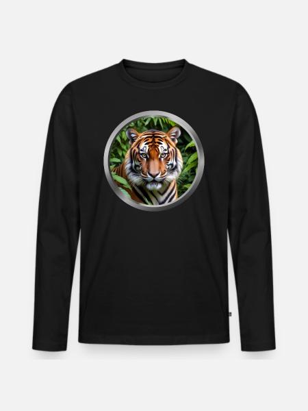 Tiger Animal - 4 - Men's Premium Organic Long Sleeve Shirt - black
