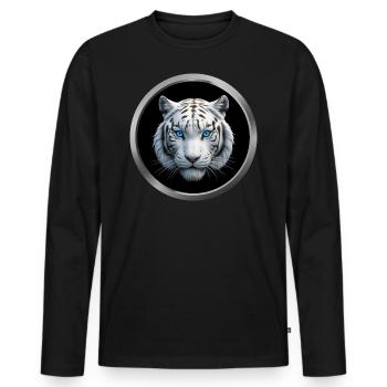 White Tiger Animal - 3 - Men's Premium Organic Long Sleeve Shirt - black - Front - Nico (187cm)