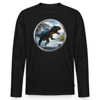 T Rex Animal - 4 - Men's Premium Organic Long Sleeve Shirt - black - Front - Nico (187cm)