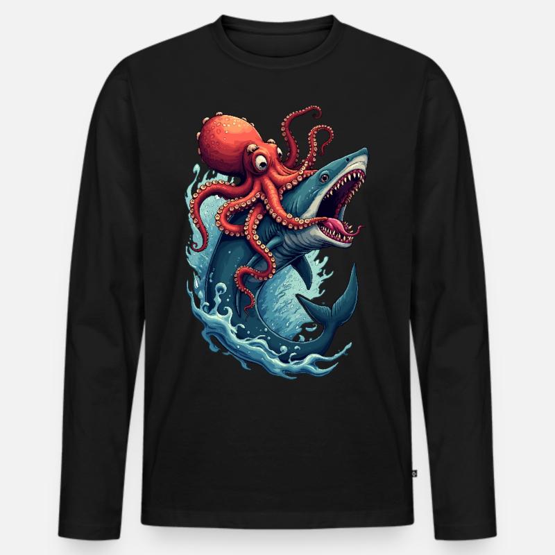 Seeschlacht - Männer Premium Bio Langarmshirt - Schwarz