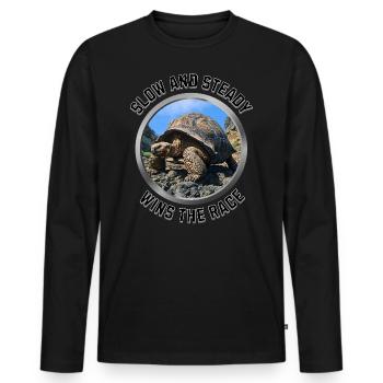 Slow and Steady - Men's Premium Organic Long Sleeve Shirt - black - Front - Nico (187cm)
