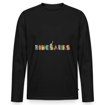 Dinosaur Dino - Men's Premium Organic Long Sleeve Shirt - black - Front - Nico (187cm)