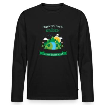Lieber 'nen Ort im Grünen als 'nen Grünen im Ort - Männer Premium Bio Langarmshirt - Schwarz - Vorne - Nico (187cm)
