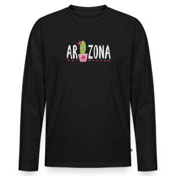 Arizona - Men's Premium Organic Long Sleeve Shirt - black - Front - Nico (187cm)