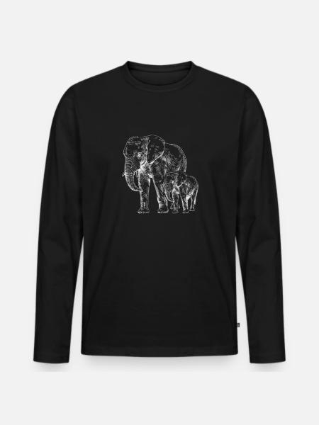 Éléphant - T-shirt manches longues Premium bio Homme - noir